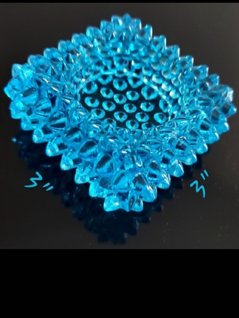 3" Hobnail Turquoise Aqua Blue Glass Salt Cellar Sauce Bowl Candle Ashtray